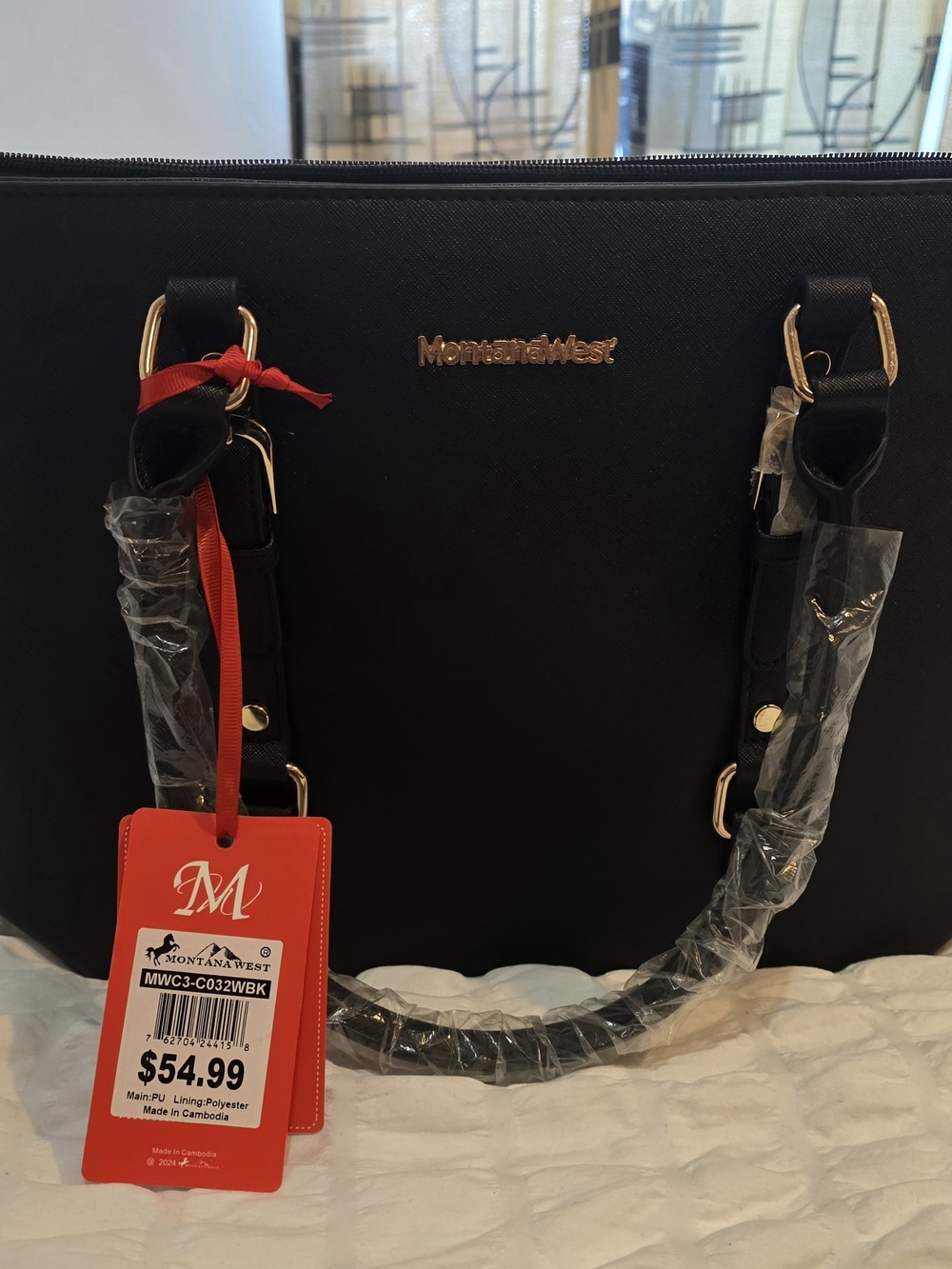 Montana West Tote - Black with Gold Hardware
